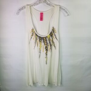 Retro doll white starburst muscle tee. Size L.